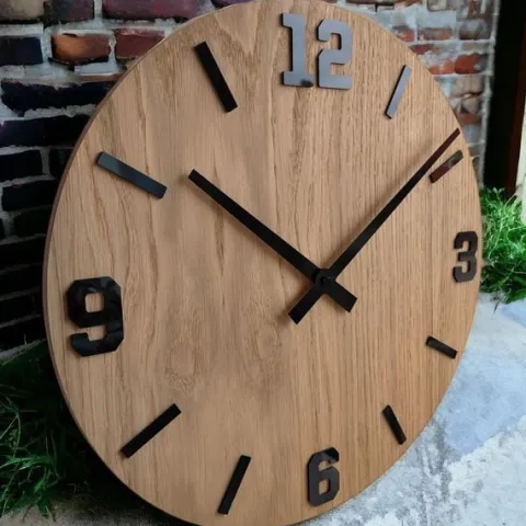 ZEGAR DREWNIANY Ścienny Dębowy MODESTO 40 cm cichy DĄB DUŻY SLIM