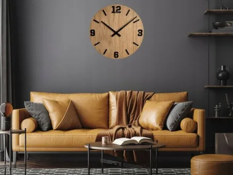 ZEGAR DREWNIANY Ścienny Dębowy MODESTO 40 cm cichy DĄB DUŻY SLIM