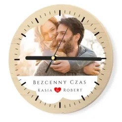 ZEGAR DREWNIANY ŚCIENNY z TWOIM ZDJĘCIEM PREZENT na Walentynki