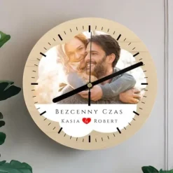 ZEGAR DREWNIANY ŚCIENNY z TWOIM ZDJĘCIEM PREZENT na Walentynki