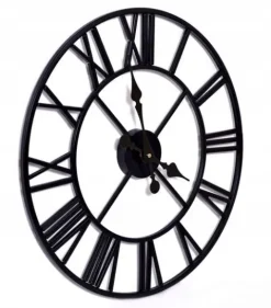 ZEGAR RZYMSKI VINTAGE RETRO LOFTOWY CZARNY METALOWY ŚCIENNY DUŻY LOFT 50 cm