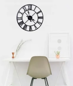 ZEGAR RZYMSKI VINTAGE RETRO LOFTOWY CZARNY METALOWY ŚCIENNY DUŻY LOFT 50 cm