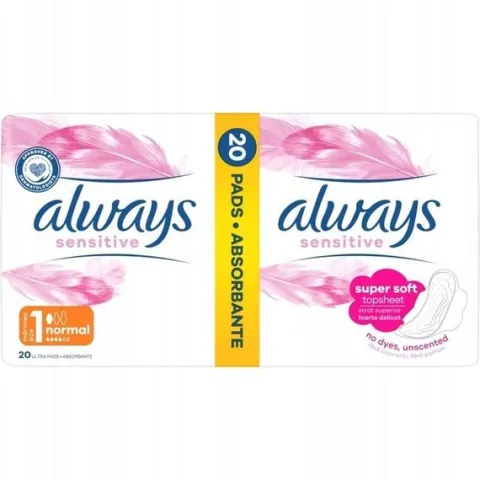 Zestaw Always Podpaski ze skrzydełkami Normal Sensitive rozm 1, 20 sztuk x2