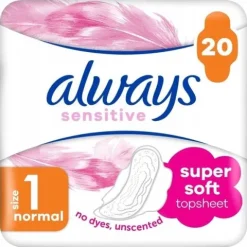 Zestaw Always Podpaski ze skrzydełkami Normal Sensitive rozm 1, 20 sztuk x2