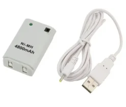 ZESTAW BATERIA AKUMULATOR XBOX 360 4800 mAh KABEL USB BIAŁY
