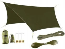 ZESTAW BIWAKOWY NEO TARP PŁACHTA WODOODPORNA LINKA PARACORD SPORK SURVIVAL