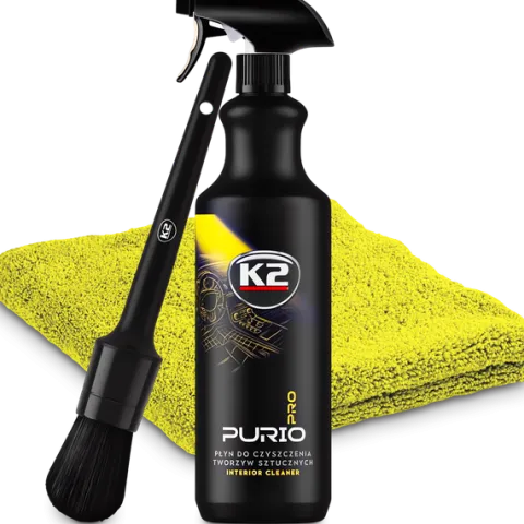 ZESTAW DO CZYSZCZENIA PLASTIKÓW K2 PURIO PRO 1L + PĘDZELEK MIKROFIBRA