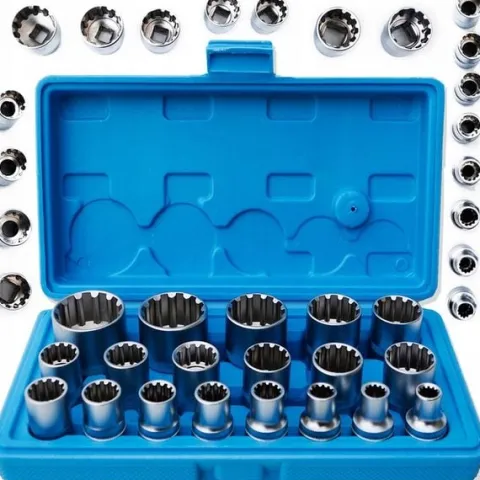 ZESTAW KLUCZY NASADKI SPLINE 8-32 KLUCZE 1/2 19el