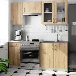 ZESTAW KUCHENNY LIMA Z WITRYNĄ 1.8M H720 BIAŁY / DĄB SONOMA