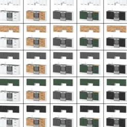 Zestaw Kuchenny Modułowy Z Blatem 2m Wotan Butelkowa Zieleń Biały Mat