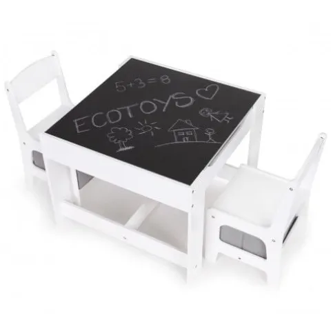 ZESTAW MEBLI DZIECIĘCYCH ECOTOYS STOLIK TABLICA KREDOWA 2 KRZESŁA