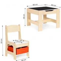 ZESTAW MEBLI DZIECIĘCYCH ECOTOYS MDF Z TABLICĄ KREDOWĄ I SCHOWKIEM