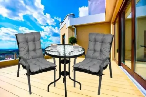 ZESTAW MEBLI NA BALKON TARAS ZESTAW STÓŁ KRZESŁA PODUSZKI OGRODOWE KOMPLET