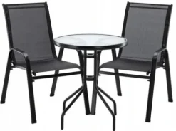 ZESTAW MEBLI OGRODOWYCH GardenLine METAL/ SZARY 2 KRZESŁA, STOLIK