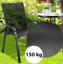 ZESTAW MEBLI OGRODOWYCH NA BALKON WODOODPORNY STOLIK + 2 KRZESŁA CZARNY