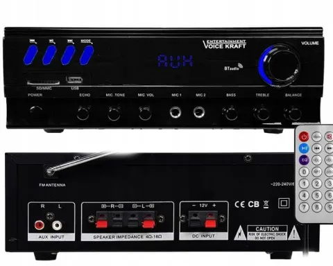 ZESTAW NAGŁOŚNIENIA 600W KOLUMNY GŁOŚNIKOWE + 2 MIKROFONY KARAOKE BLUETOOTH