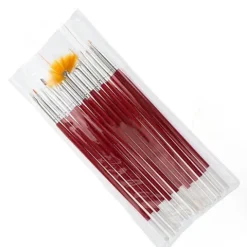 Zestaw pędzelków do zdobień manicure, 15 szt - czerwone