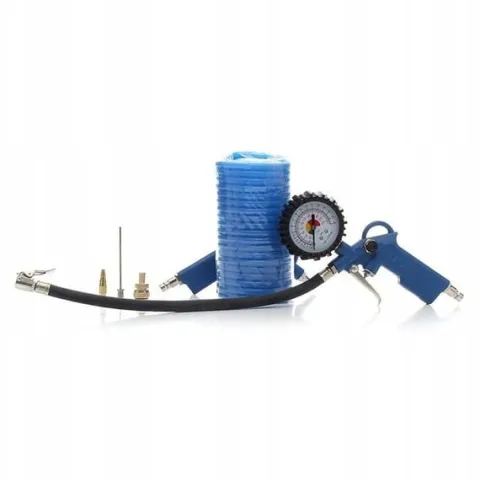 ZESTAW PNEUMATYCZNY PISTOLET MANOMETR WĄŻ DYSZE 6w1 do KOMPRESORA SPRĘŻARKI