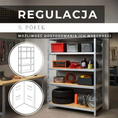 Zestaw regałów metalowych 2 szt. 150x75x30cm 625kg z 5 półkami do garażu, piwnicy