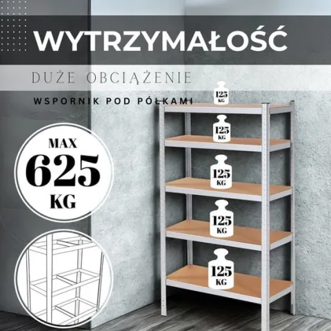 Zestaw regałów metalowych 2 szt. 150x75x30cm 625kg z 5 półkami do garażu, piwnicy