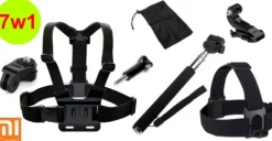 ZESTAW STARTOWY 7W1 DO XIAOMI YI 1, 2 4K, 4K+- SZELKI, MONOPOD, GŁOWA