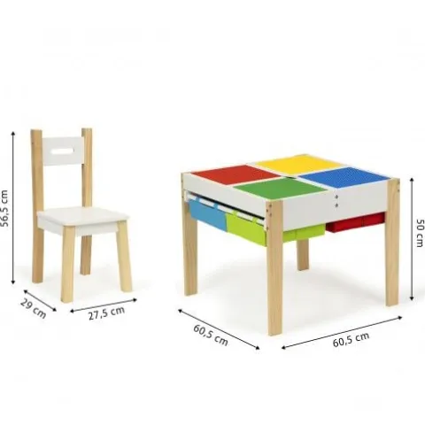 ZESTAW STOŁU I KRZESEŁ DLA DZIECI ECOTOYS SKANDYNAWSKI STYL
