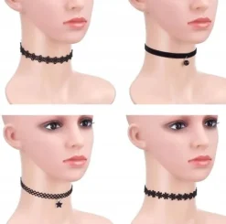 Zestaw 10 szt CHOKER naszyjnik rzemyk koronka boho B72_CC
