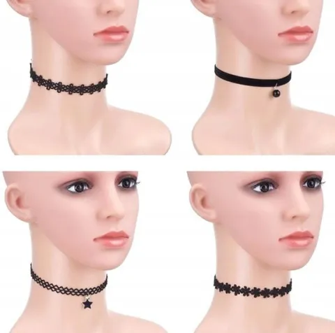 Zestaw 10 szt CHOKER naszyjnik rzemyk koronka boho B72_CC