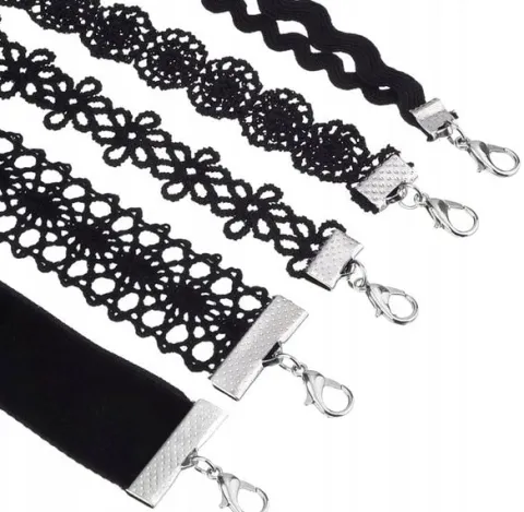 Zestaw 10 szt CHOKER naszyjnik rzemyk koronka boho B72_CC