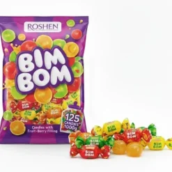 Zestaw 3x Cukierki Bim Bom Roshen landrynki z nadzieniem owocowym 1 kg