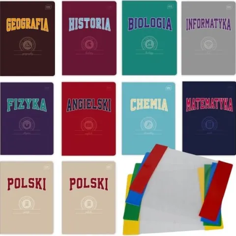 Zestaw zeszytów tematycznych A5/60k 10szt+ Okładki