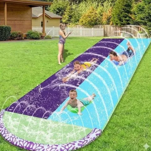 Zjeżdzalnia Wodna dla Dzieci Ślizg Wodny Ślizgawka Podwójna Fontanna 460 cm