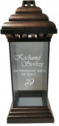 ZNICZ LAMPION z GRAWEREM dla Kochanej Siostry