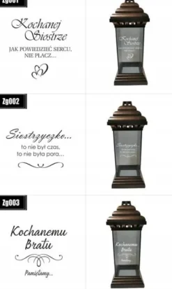 ZNICZ LAMPION z GRAWEREM dla Kochanej Siostry