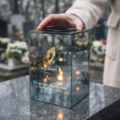 Znicz Lustrzany dla Taty Solarny 3D LED z Grawerem Elegancki Ciepłe Światło