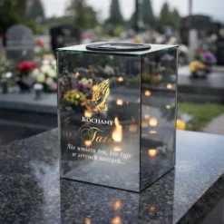 Znicz Lustrzany dla Taty Solarny 3D LED z Grawerem Elegancki Ciepłe Światło