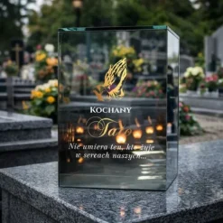 Znicz Lustrzany dla Taty Solarny 3D LED z Grawerem Elegancki Ciepłe Światło