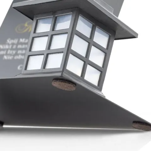 Znicz solarny i podstawka z nadrukiem dla WĘDKARZA, LED, OZDOBNY