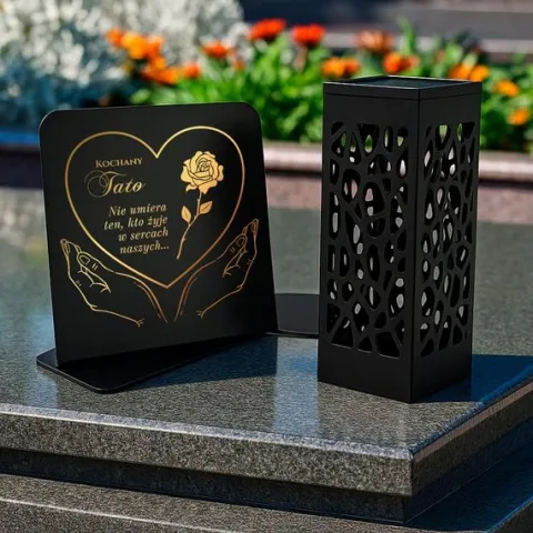 Znicz Solarny na Grób Taty Dekoracja z Personalizacją na Dzień Ojca