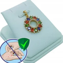 ZŁOTA ZAWIESZKA KOLOROWE KOŁO ROZETKA ELEGANCKA ANTYALERGICZNA