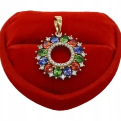 ZŁOTA ZAWIESZKA KOLOROWE KOŁO ROZETKA ELEGANCKA ANTYALERGICZNA