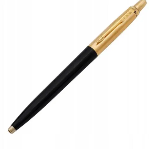 ZŁOTY DŁUGOPIS PARKER JOTTER CZARNY 24 KARATY + PUDEŁKO Z DEDYKACJĄ GRAWER