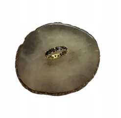 905 Złoty pierścionek obrączka CYRKONIE czarne r 7/17mm stal chirurgiczna